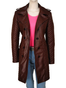 Brown Double Breasted Women Coat - Image 5