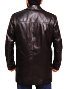 Shiny Brown Leather Coat - Image 2