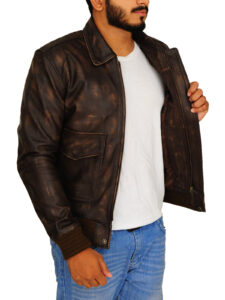 Brown Men Leather Jacket - Image 3