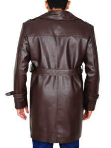 Brown Lapel Collar Trench Jacket - Image 2
