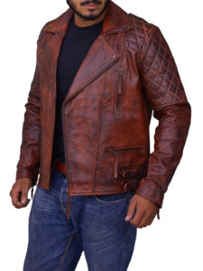 Rusty Brown Vintage Leather Jacket - Image 4