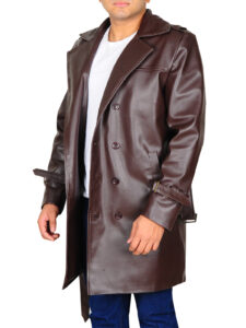 Brown Lapel Collar Trench Jacket - Image 4