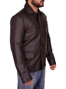 Mens Classic Brown Leather Jacket - Image 3