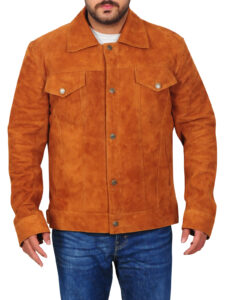 Men's Brown Suede Leather Jacket - Image 5