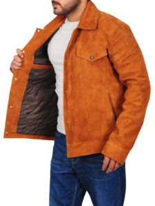 Men's Brown Suede Leather Jacket - Image 4