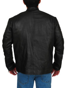 Cafe Racer Black Leather Jacket - Image 2