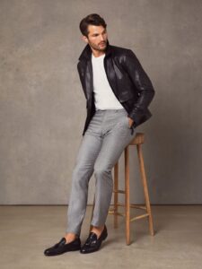 Men Vintage Black Leather Jacket - Mauve Tree