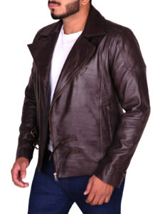 Brown Brando Leather Jacket - Image 2