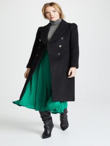 Women Black Double Breasted Trench