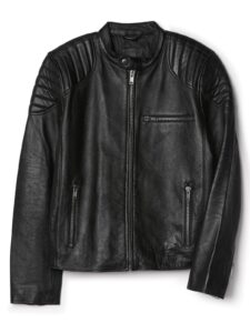 Men's Jet Black Biker Leather Jacket - Image 4