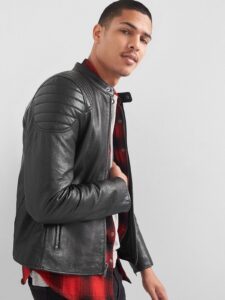Men's Jet Black Biker Leather Jacket - Image 3