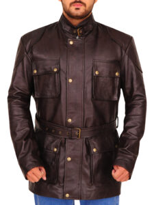 Classic Brown Leather Coat - Image 5