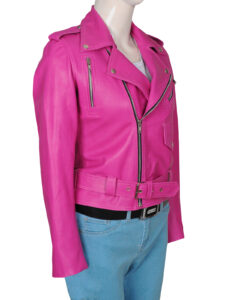 Fuschia Pink Girl Leather Jacket - Image 3