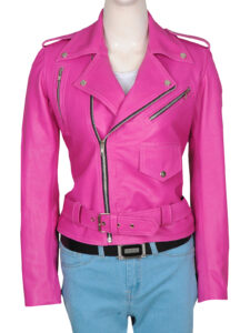 Fuschia Pink Girl Leather Jacket - Image 5