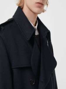 Men Rich Black Wool Trench - Image 4