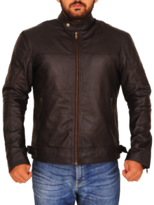 Men Dark Brown Leather Jacket - Image 5