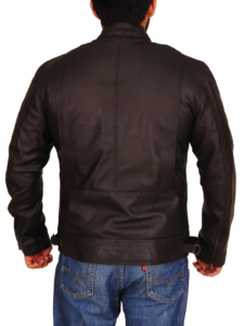 Men Dark Brown Leather Jacket - Image 2