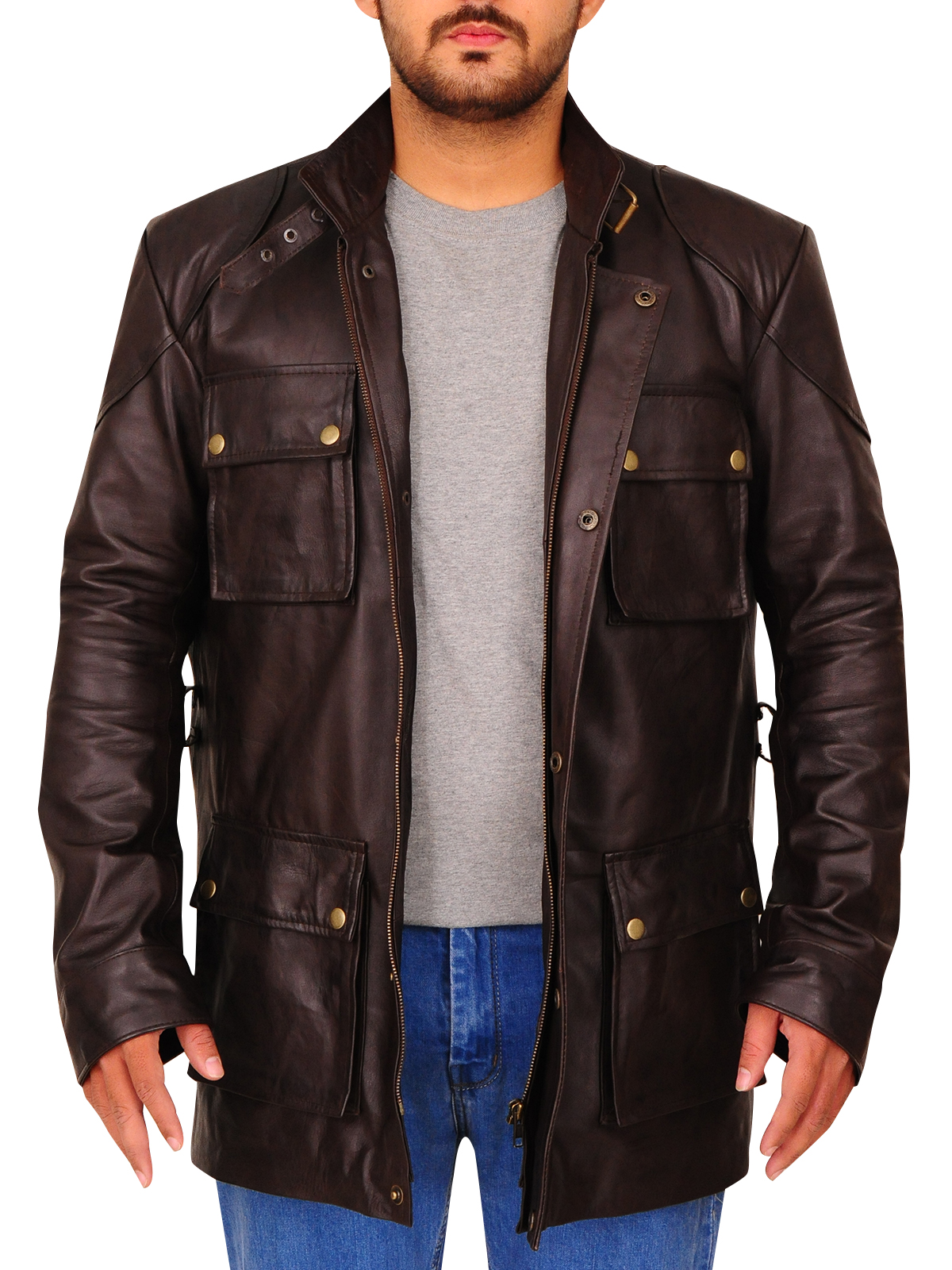 dark-brown-leather-jacket-1-1.jpg Classic Brown Leather Coat - Image 1
