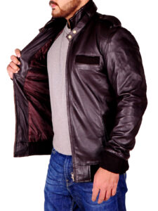 Dark Brown Trendy Leather Jacket - Image 3