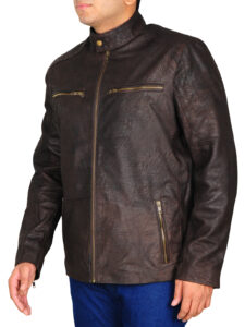 Dark Brown Distressed Leather Jacket - Image 4