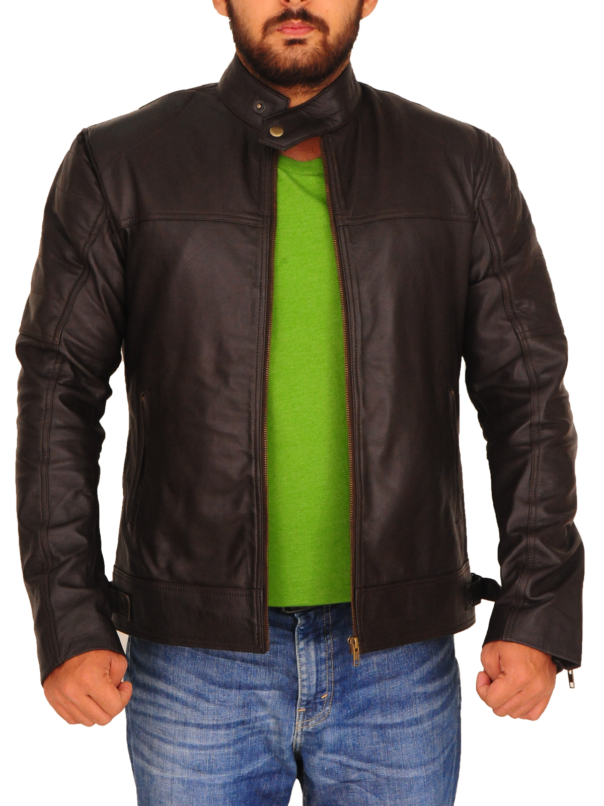 dark-brown-men-leather-jacket.png Men Dark Brown Leather Jacket - Image 1
