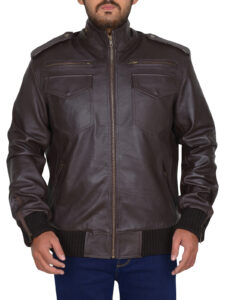 Coffee Brown Leather Jacket - Image 3