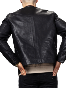 Black Mens Bike Racer Leather Jacket - Image 4