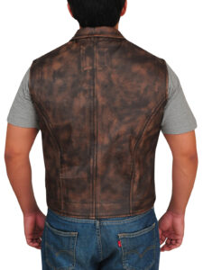 Distressed Brown Men Vest - Mauve Tree - Image 2