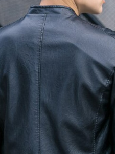 Casual Black Faux Leather Motorcycle Jacket For Men - Image 5