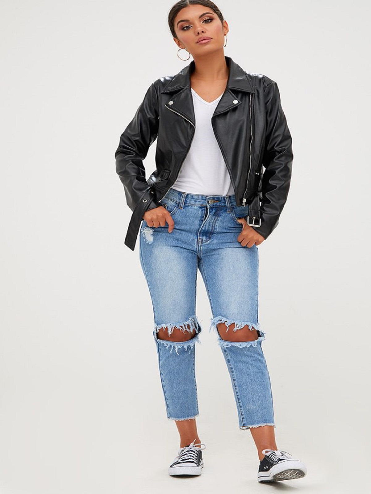 eaa6d40b275b4caed0ae8a4631526c4b5f501315_CLS0416_4.jpg Women Inky Black Biker Jacket - Image 1