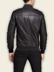 Men Biker Black Bomber Jacket - Image 2