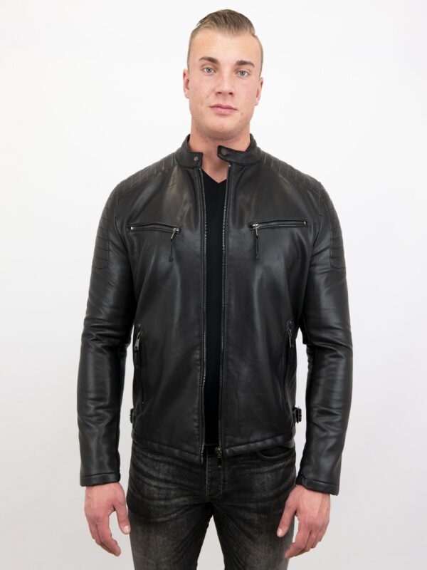 Cafe Racer Biker Leather Jacket - Mauve Tree