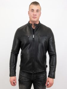 Cafe Racer Biker Leather Jacket - Mauve Tree - Image 7