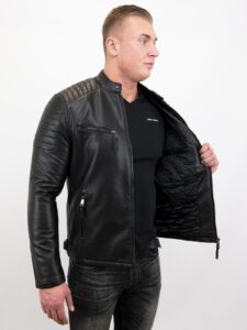 Cafe Racer Biker Leather Jacket - Mauve Tree - Image 3