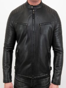 Cafe Racer Biker Leather Jacket - Mauve Tree - Image 4