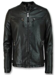 Cafe Racer Biker Leather Jacket - Mauve Tree - Image 6