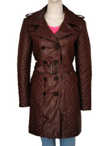 Brown Double Breasted Women Coat