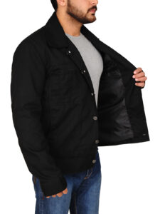 Mens Black Cotton Jacket - Image 3