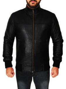 Men Sleek Black Leather Jacket - Image 5