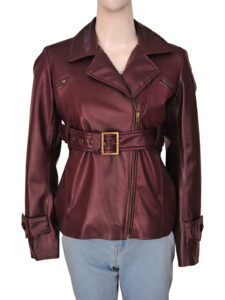 Stylish Women Belted Leather Jacket
