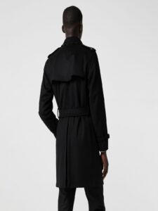 Men's Black Wool Trench Coat - Image 2