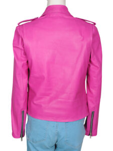 Fuschia Pink Girl Leather Jacket - Image 2