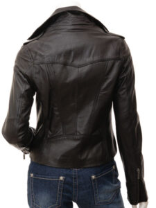 Women Jade Black Leather Jacket - Mauve Tree - Image 2