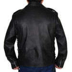 Black Lapel Style Leather Jacket - Image 2