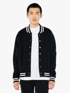 Men Basic Black Varsity Jacket - Image 3