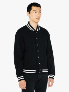 Men Basic Black Varsity Jacket - Image 4