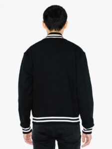 Men Basic Black Varsity Jacket - Image 2