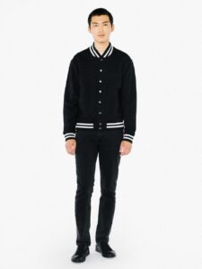 Men Basic Black Varsity Jacket