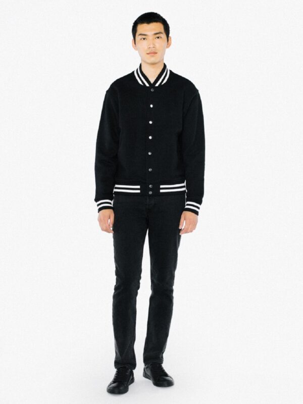 Men Basic Black Varsity Jacket