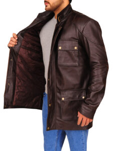 Classic Brown Leather Coat - Image 4